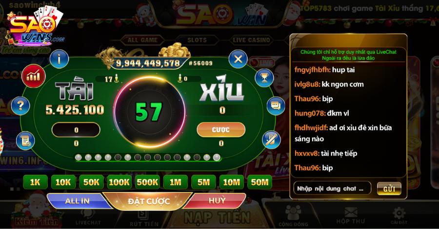 Quy trình bắt đầu một ván cược Tài Xỉu tại cổng game uy tín Sao Win