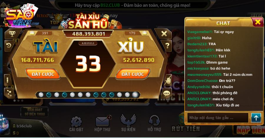 Tài Xỉu B52 là tựa game đỏ đen từ lâu đã trở thành sự lựa chọn ưu tiên của nhiều người